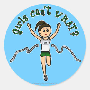 Sticker Rond Coureur de fille légère en Uniforme vert