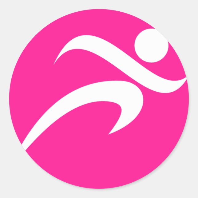 Sticker Rond Coureur rose chaud ; coureur (Devant)