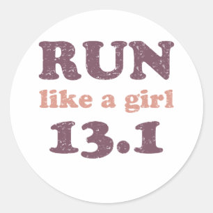 Sticker Rond Courez comme une fille 13,1