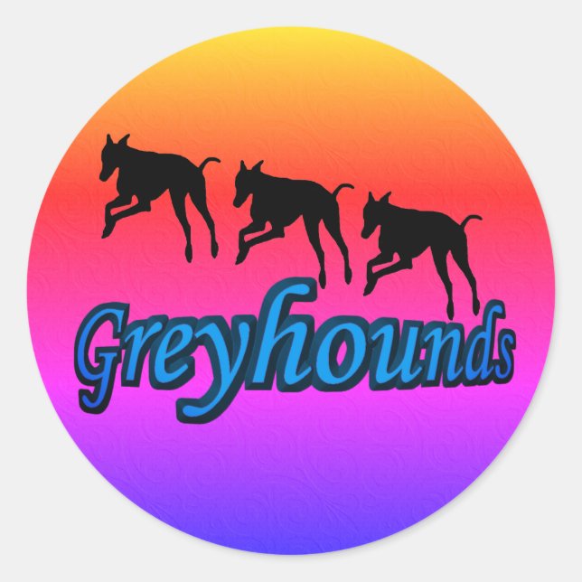 Sticker Rond Courir des silhouettes Greyhound (Devant)