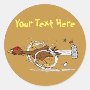 Sticker Rond Courir rapide cool de dessin animé de poulet autoc