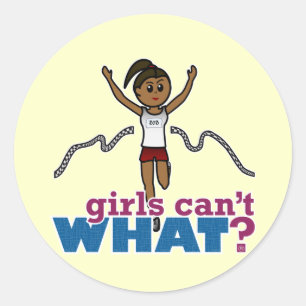 Sticker Rond Courir une fille en rouge