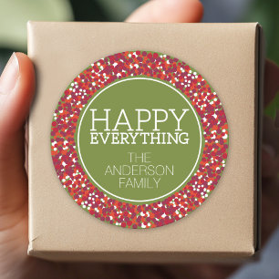 Sticker Rond Couronne de baies de fêtes avec Joyeux Tout
