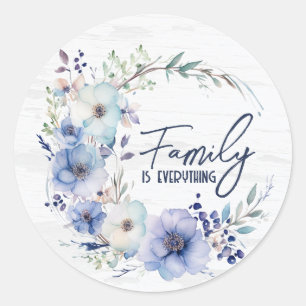 Sticker Rond Couronne de citation de famille sur bois blanchi