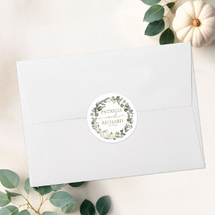 Sticker Rond Couronne de citrouille de verdure Mariage d'automn