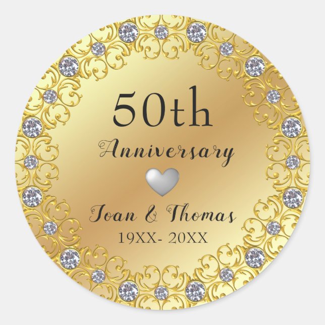 Sticker Rond Couronne de diamants et cœur d'argent (Devant)