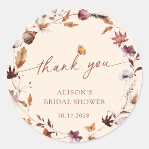 Sticker Rond Couronne de feuilles de terre cuite d'automne pour
