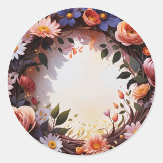 Sticker Rond Couronne de fleurs