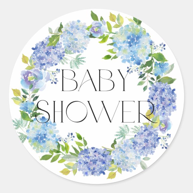 Sticker Rond Couronne de fleurs d'hortensia bleu moderne pour B (Devant)