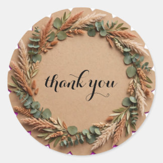 Sticker Rond Couronne de fleurs séchées Boho