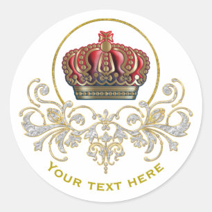 Sticker Rond Couronne de la Croix Royale - Bleu Or