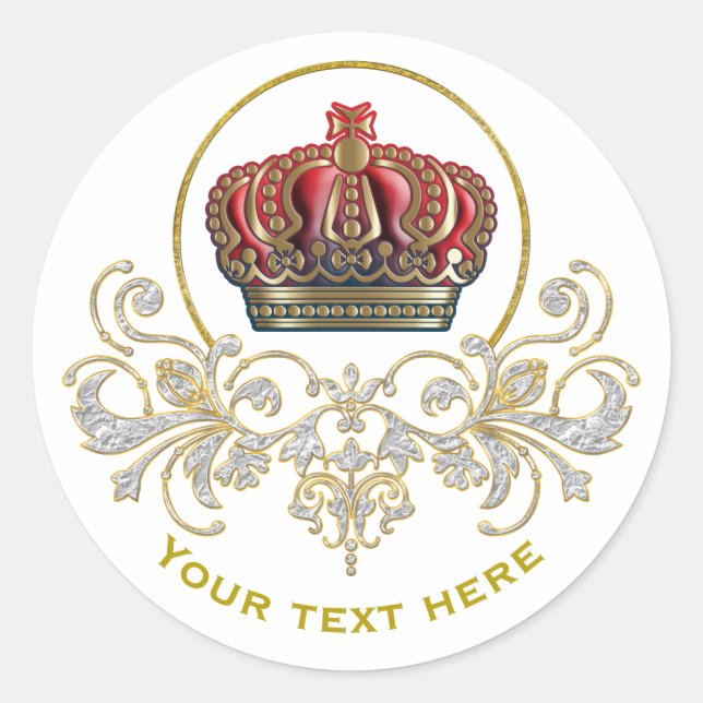 Sticker Rond Couronne de la Croix Royale - Bleu Or (Devant)