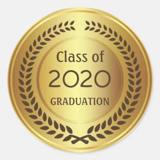 Sticker Rond Couronne de laurier brun doré (Devant)