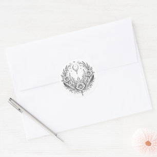 Sticker Rond Couronne de mariage botanique gothique