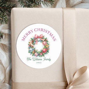 Sticker Rond Couronne de Noël Rétro Disco