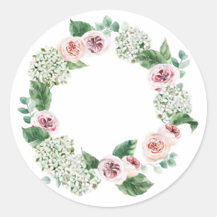 Sticker Rond Couronne de pivoine de printemps et d'hortensia