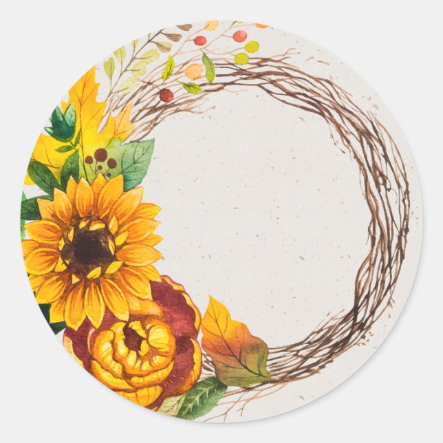 Sticker Rond Couronne de tournesol (Devant)