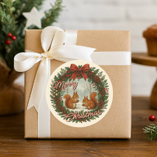 Sticker Rond Couronne De Vacances Anglaise Rétro Avec De Mignon