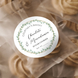 Sticker Rond Couronne de verdure élégante Gâteaux Cupcakes Cook