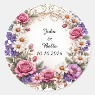 Sticker Rond Couronne décorative florale