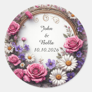 Sticker Rond Couronne décorative florale