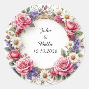 Sticker Rond Couronne décorative florale