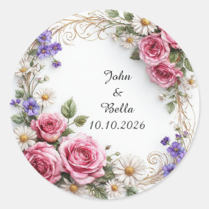 Sticker Rond Couronne décorative florale