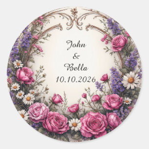 Sticker Rond Couronne décorative florale