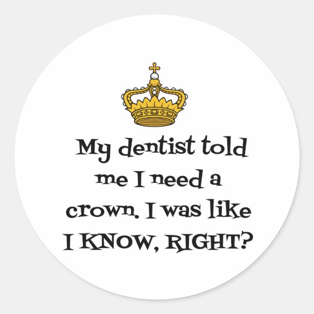 STICKER ROND COURONNE DENTISTE (Devant)