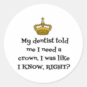 STICKER ROND COURONNE DENTISTE