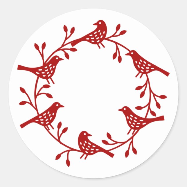 Sticker Rond Couronne d'oiseaux Style scandinave moderne (Devant)