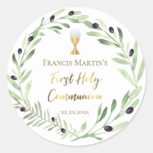 Sticker Rond couronne d'olivier Première communion sainte