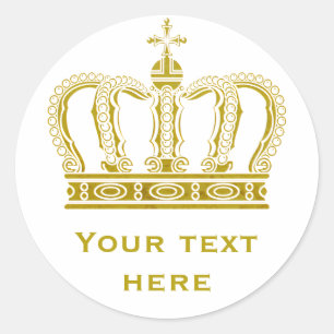 Sticker Rond Couronne d'or + votre texte