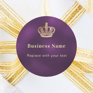Sticker Rond Couronne dorée violette d'affaires