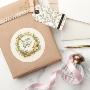 Sticker Rond Couronne florale aquarelle botanique Inspirante 