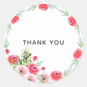 Sticker Rond Couronne Florale Aquarelle Vintage pour Baby Showe