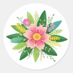 Sticker Rond Couronne florale colorée