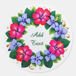 Sticker Rond Couronne florale d'hibiscus colorée
