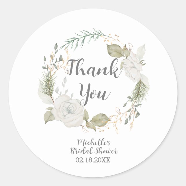 Sticker Rond Couronne florale élégante de mariage hivernal (Devant)