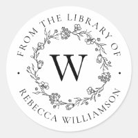 Couronne florale monogramme de la bibliothèque