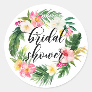 Sticker Rond Couronne florale tropicale aquarelle pour enterrem