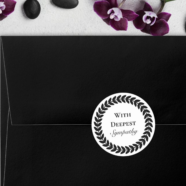 Sticker Rond Couronne noire blanche avec une profonde sympathie (Créateur téléchargé)