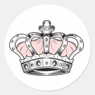 Sticker Rond Couronne - rose