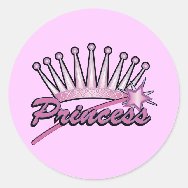 Sticker Rond Couronne rose princesse (Devant)