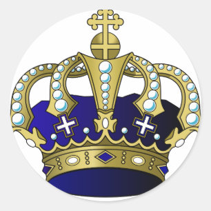 Sticker Rond Couronne royale bleue et or