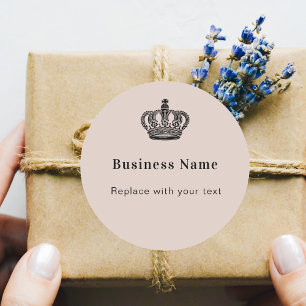 Sticker Rond Couronne royale d'affaires beige
