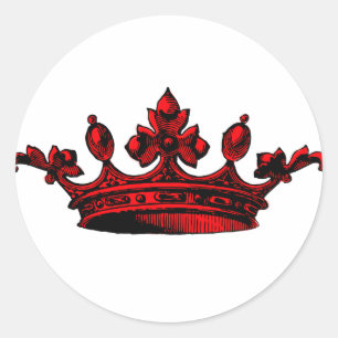 Sticker Rond Couronne royale en rouge Prince, Princesse, Roi, R
