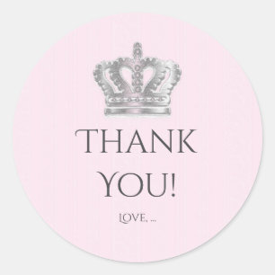 Sticker Rond Couronne vintage conte de fées rose faveur de fête
