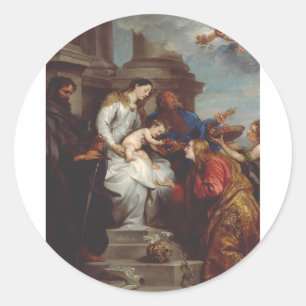 Sticker Rond Couronnement de sainte Rosalie par Anthony van Dyc