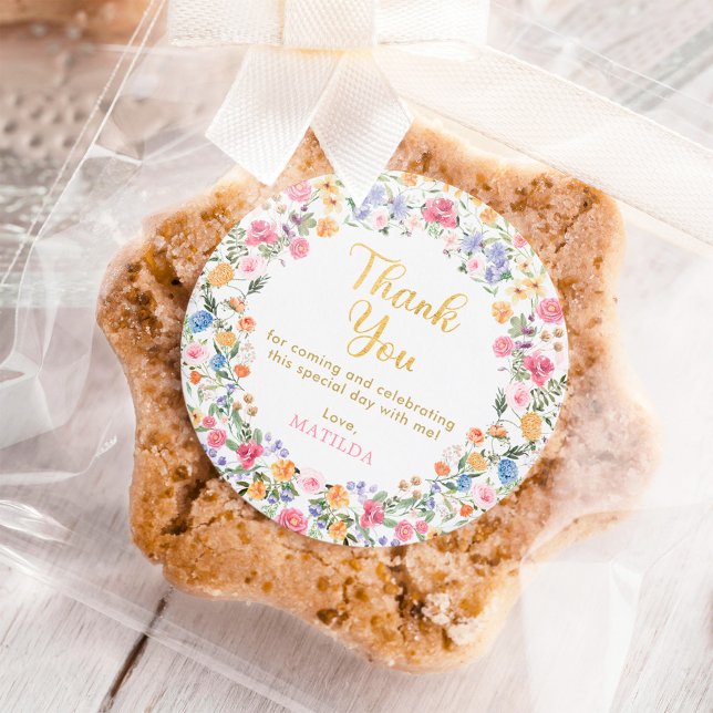 Sticker Rond Couronnes de fleurs sauvages printanières colorées (Créateur téléchargé)